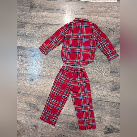 Gap 5T Toddler Girl Boy Christmas Red Tartan Plaid Pajamas Set Flannel Holiday - Picture 2 of 3